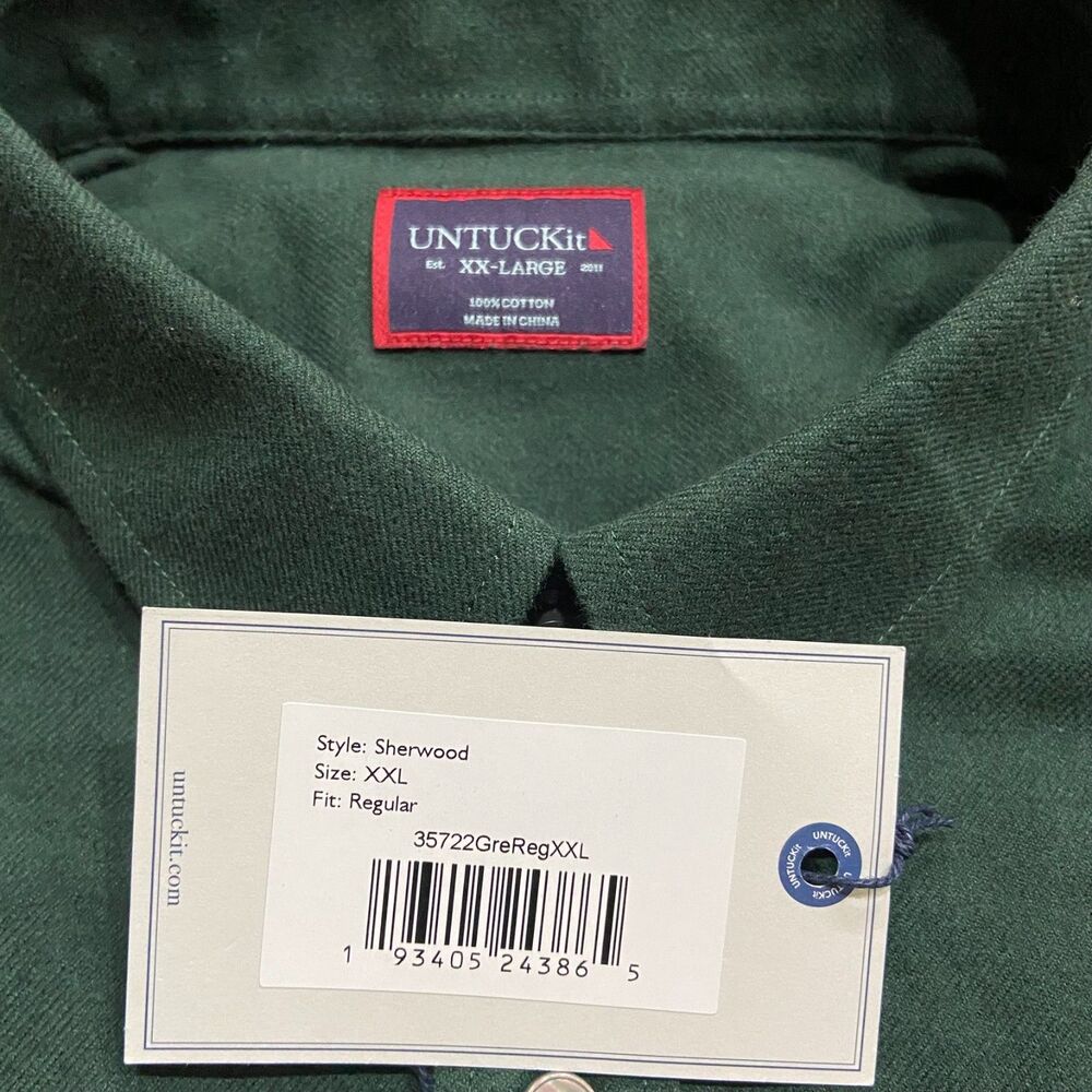 UNTUCKit Casual Sherwood Hunter Green L/S Button Up Shirt NWT Men's Size XXL - Picture 6 of 8